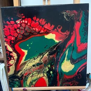 12 x 12 gallery wrapped Acrylic paint pour